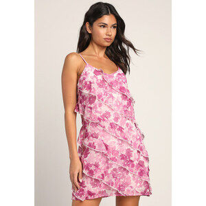 Brand New Lulus Floral Sleeveless Ruffled Mini Dress - Size M